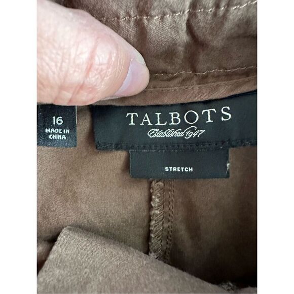 Talbots Cropped Capri Pants‎ Womens 16 Brown Summer Cottage Coastal Boho - Picture 7 of 11